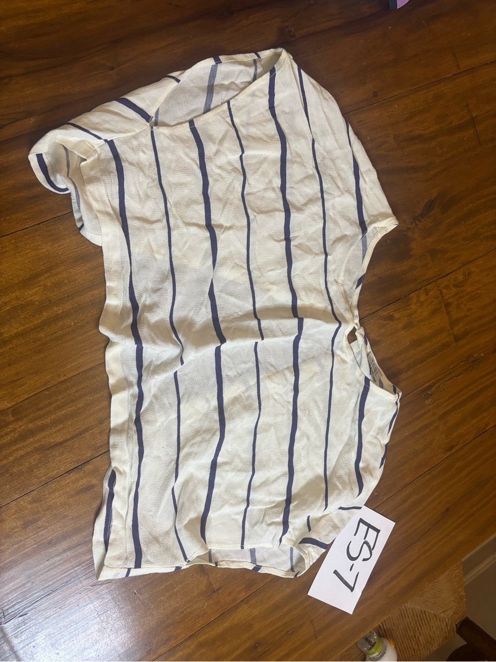 Tobi Navy & Cream Striped Short Sleeve Top